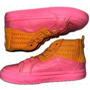 Vans Kids High-Top Sneakers in Pink and Orange